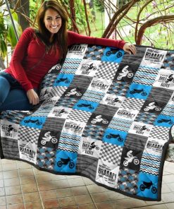 Motocross Quilt Blanket- Braden Minky Blue