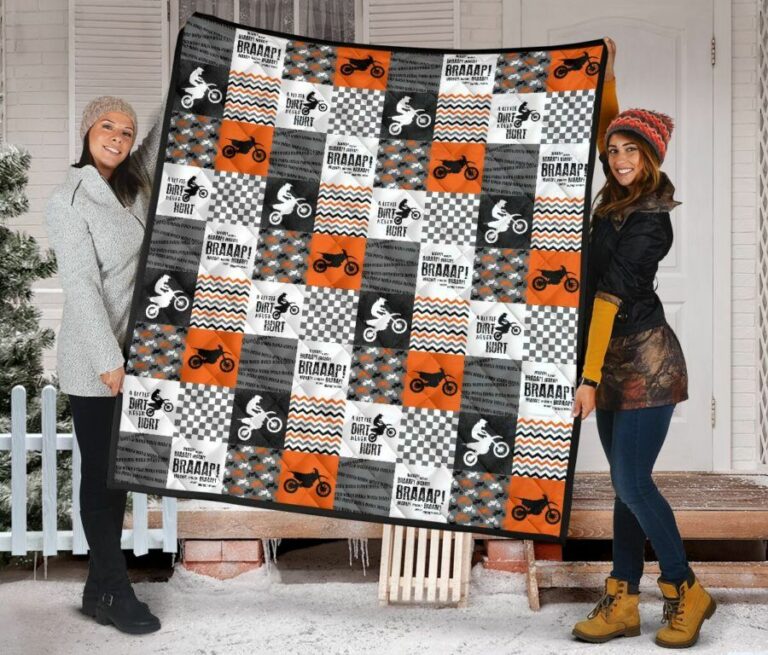 Motocross Quilt Blanket- Braden Minky Orange