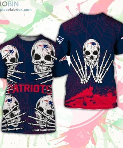 New England Patriots T-Shirt Skull For Halloween Graphic – AOP Tshirt