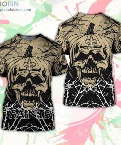 New Orleans Saints T-Shirt Halloween Pumpkin Skull – AOP Tshirt