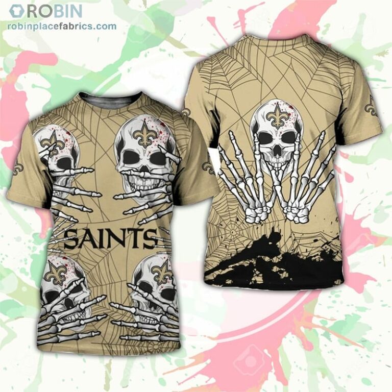 New Orleans Saints T-Shirt Skull For Halloween Graphic – AOP Tshirt