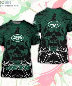 New York Jets T-Shirt Halloween Pumpkin Skull – AOP Tshirt