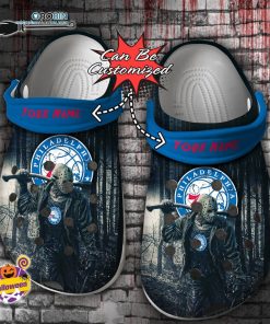Halloween Clogs – Personalized Philadelphia 76ers Friday the 13th Horror Character Crocs Shoes
