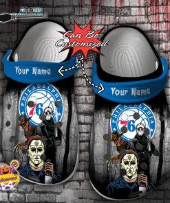 Halloween Clogs – Personalized Philadelphia 76ers Horror Movies Crocs Shoes