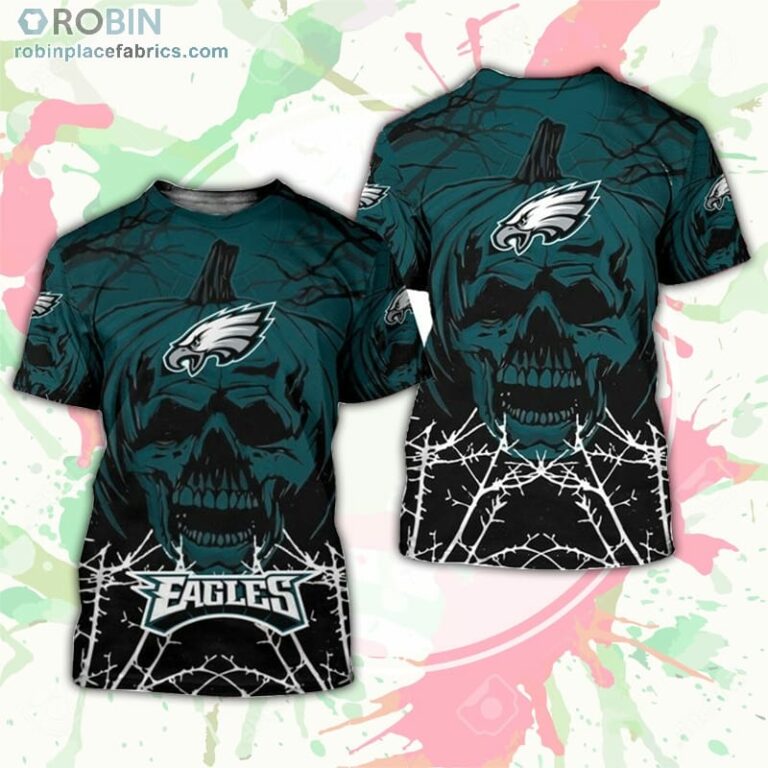 Philadelphia Eagles T-Shirt Halloween Pumpkin Skull – AOP Tshirt