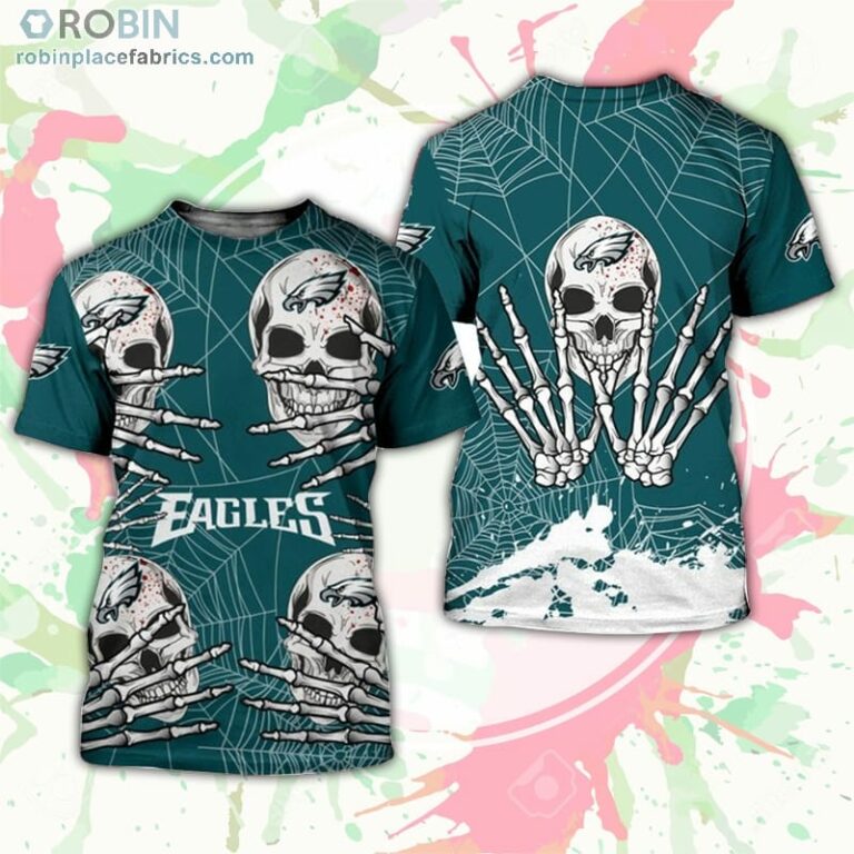 Philadelphia Eagles T-Shirt Skull For Halloween Graphic – AOP Tshirt
