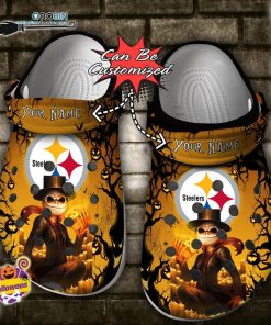 Halloween Clogs – Personalized Pittsburgh Steelers Halloween Light Nightmare Before Christmas Crocs Shoes