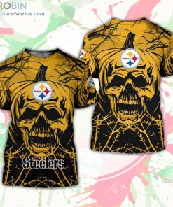 Pittsburgh Steelers T-Shirt Halloween Pumpkin Skull – AOP Tshirt