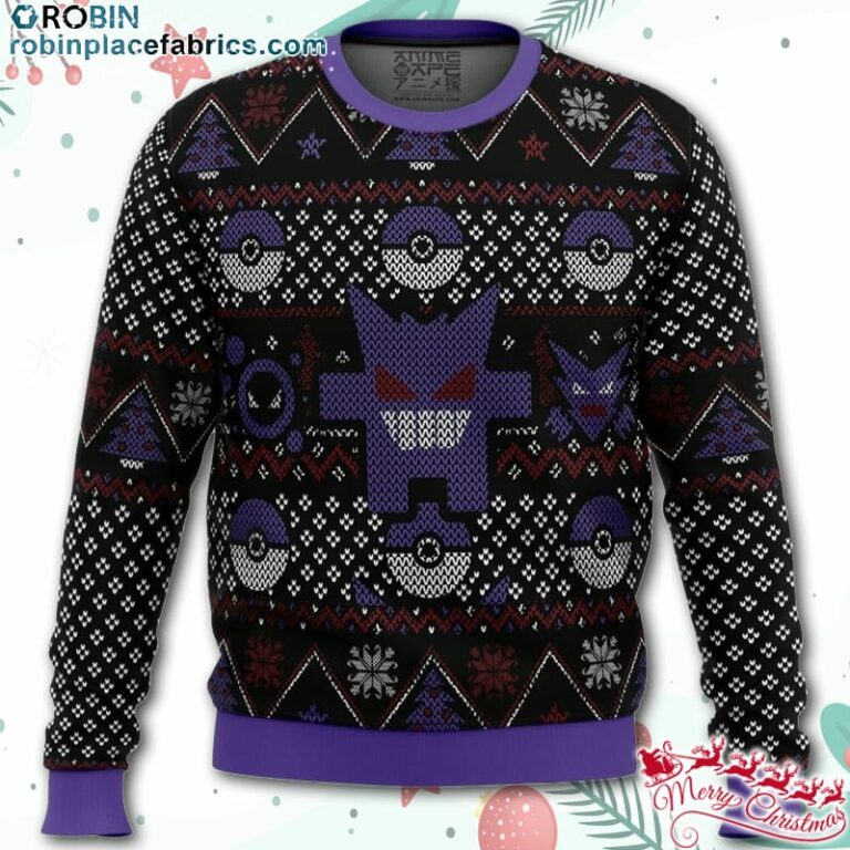 Pokemon Ghosts Gengar Ghastly Haunter Ugly Christmas Sweater – AOP Sweater