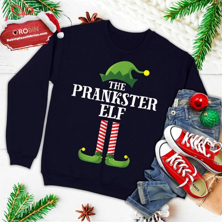 Prankster Elf Matching Family Group Christmas Party Pajama Ugly Christmas Sweatshirt