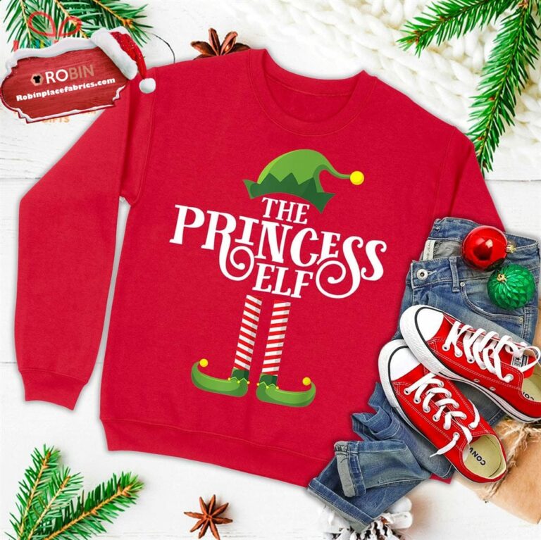 Princess Cute Elf Matching Family Group Christmas Party Pj Ugly Christmas Sweatshirt