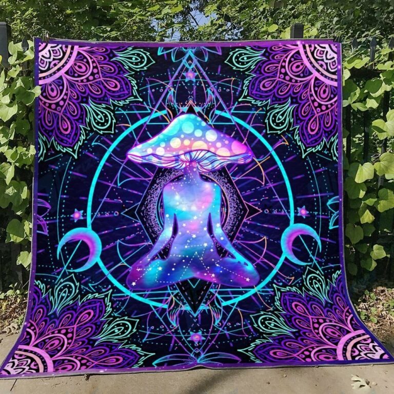 Psychedelic Yoga Magic Mushroom Premium Quilt Blanket