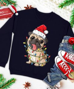 Pug Christmas Tree Lights Santa Dog Xmas Gifts Boys Pugmas Ugly Christmas Sweatshirt