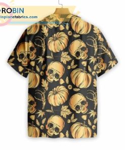 pumpkin 26 skull halloween casual short sleeve hawaiian shirts 211 MUJoA