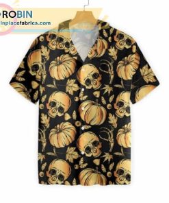 Pumpkin & Skull Halloween Casual Short Sleeve Hawaiian Shirts Pumpkin & Skull Halloween Casual Short Sleeve Hawaiian Shirts