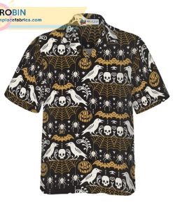 Pumpkin Bat Crow Spider Web Skull Casual Short Sleeve Hawaiian Shirts