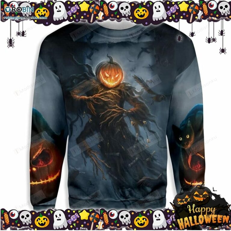 Pumpkin Cat Monster Halloween Ugly Sweater