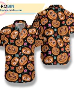 pumpkin flower halloween theme short sleeve hawaiian shirts 35 CgYLS