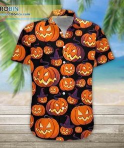 Pumpkin Halloween 3D Casual Short Sleeve Hawaiian Shirts