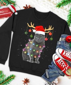 reindeer nebelung cat santa christmas light xmas nebelung ugly christmas sweatshirt 1 R68jv