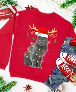 Reindeer Nebelung Cat Santa Christmas Light Xmas Nebelung Ugly Christmas Sweatshirt Reindeer Nebelung Cat Santa Christmas Light Xmas Nebelung Ugly Christmas Sweatshirt
