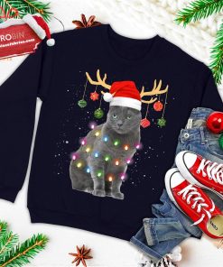 reindeer nebelung cat santa christmas light xmas nebelung ugly christmas sweatshirt 3 q24fX