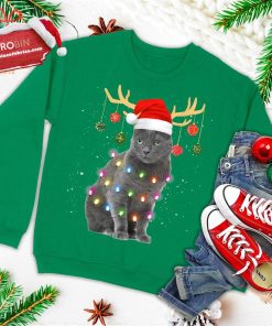 reindeer nebelung cat santa christmas light xmas nebelung ugly christmas sweatshirt 4 r5VcH