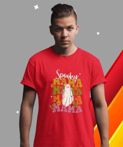 Retro Groovy Spooky Mama Hippie Halloween Floral Spooky Ghost Shirt