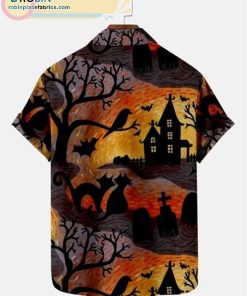 Retro Halloween Print Casual Short Sleeve Shirt