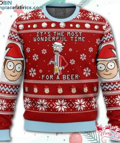Rick and Morty Time for a Beer Ugly Christmas Sweater – AOP Sweater