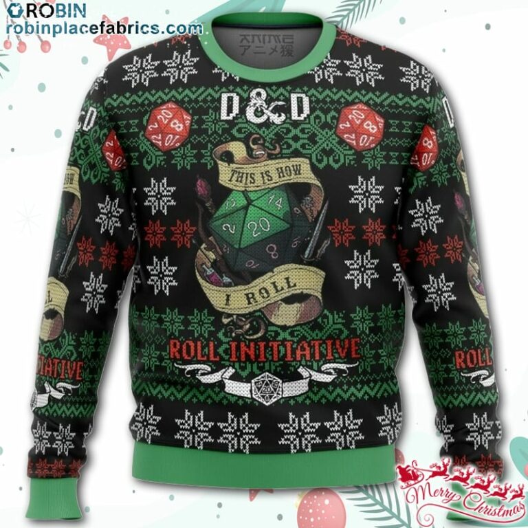 Roll Initiative Dungeons & Dragons Ugly Christmas Sweater – AOP Sweater