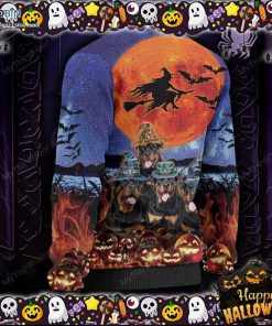 Rottweiler Dog Lovers Halloween Moon Ugly Sweater
