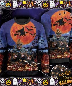 rottweiler dog lovers halloween moon ugly sweater 18 YDKVM