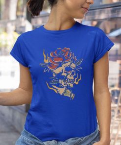 running skull with flower graphic casual shirt 5 pJ1On