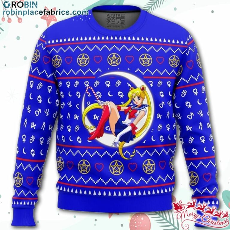 Sailor Moon Sitting on Moon Ugly Christmas Sweater – AOP Sweater