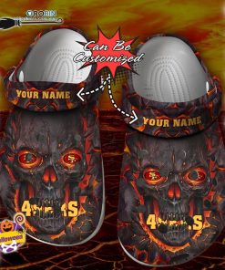 Halloween Clogs – Personalized San Francisco 49ers Skull Lava Halloween Crocs Shoes