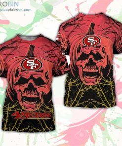 San Francisco 49ers T-Shirt Halloween Pumpkin Skull – AOP Tshirt