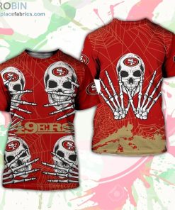 San Francisco 49ers T-Shirt Skull For Halloween Graphic – AOP Tshirt