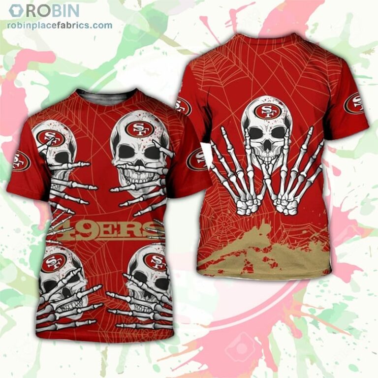 San Francisco 49ers T-Shirt Skull For Halloween Graphic – AOP Tshirt