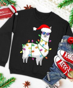 santa llama shirt funny christmas tree lights llama xmas ugly christmas sweatshirt 3 WCpvX