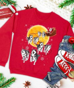 santa ride sleigh siberian husky christmas dog lover gift ugly christmas sweatshirt 4 eE5YO
