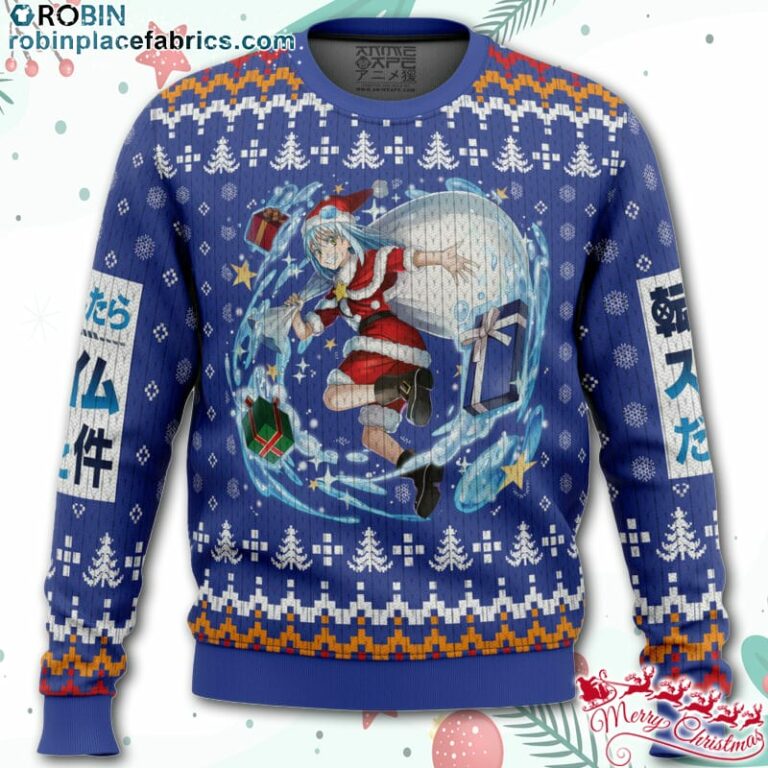 Santa Rimuru That time I got reincarnated as a slime Christmas Sweater – AOP Sweater