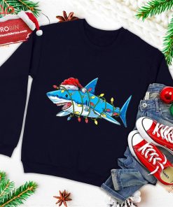 santa shark christmas lights funny boys sharkmas xmas gifts ugly christmas sweatshirt 1 CEss0