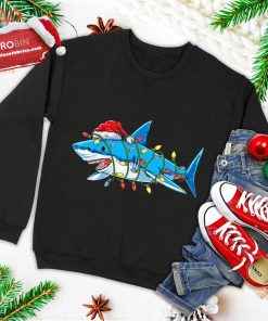 Santa Shark Christmas Lights Funny Boys Sharkmas Xmas Gifts Ugly Christmas Sweatshirt