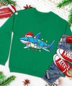 santa shark christmas lights funny boys sharkmas xmas gifts ugly christmas sweatshirt 4 S9DeJ