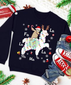 santa sloth riding llama reindeer christmas ugly christmas sweatshirt 3 LbsoQ