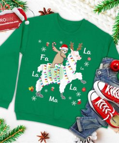 santa sloth riding llama reindeer christmas ugly christmas sweatshirt 4 OiYMT