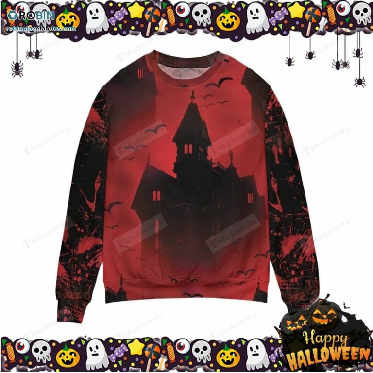 Scary Vampire Castle Halloween Ugly Sweater