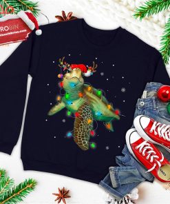 sea turtle christmas lights funny santa hat merry christmas ugly christmas sweatshirt 1 lafRt