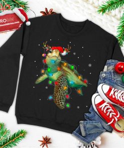 Sea Turtle Christmas Lights Funny Santa Hat Merry Christmas Ugly Christmas Sweatshirt